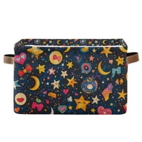 Yayeee Canvas Storage Basket with Handles for Shelves Fabric Bins Closet Organizer, Small Space Pattern