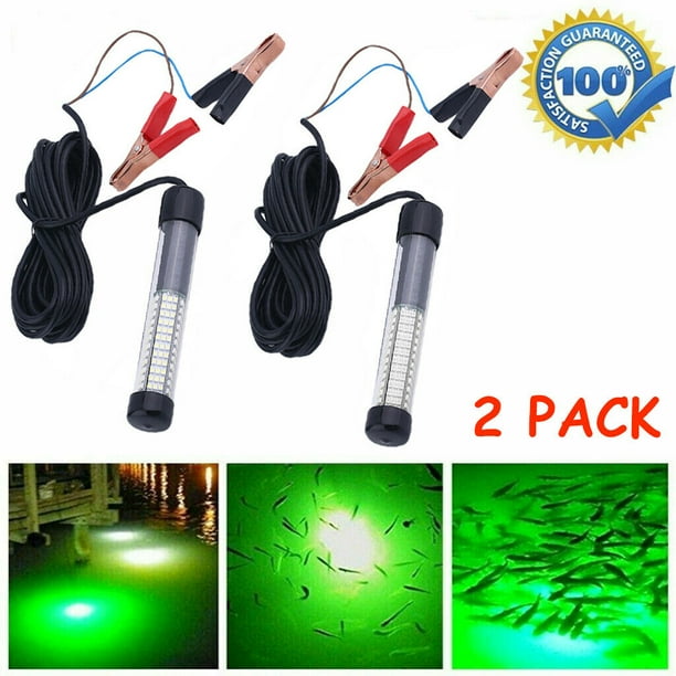 2X 12V Green LED Underwater Submersible Fishing Light Night Ice Squid