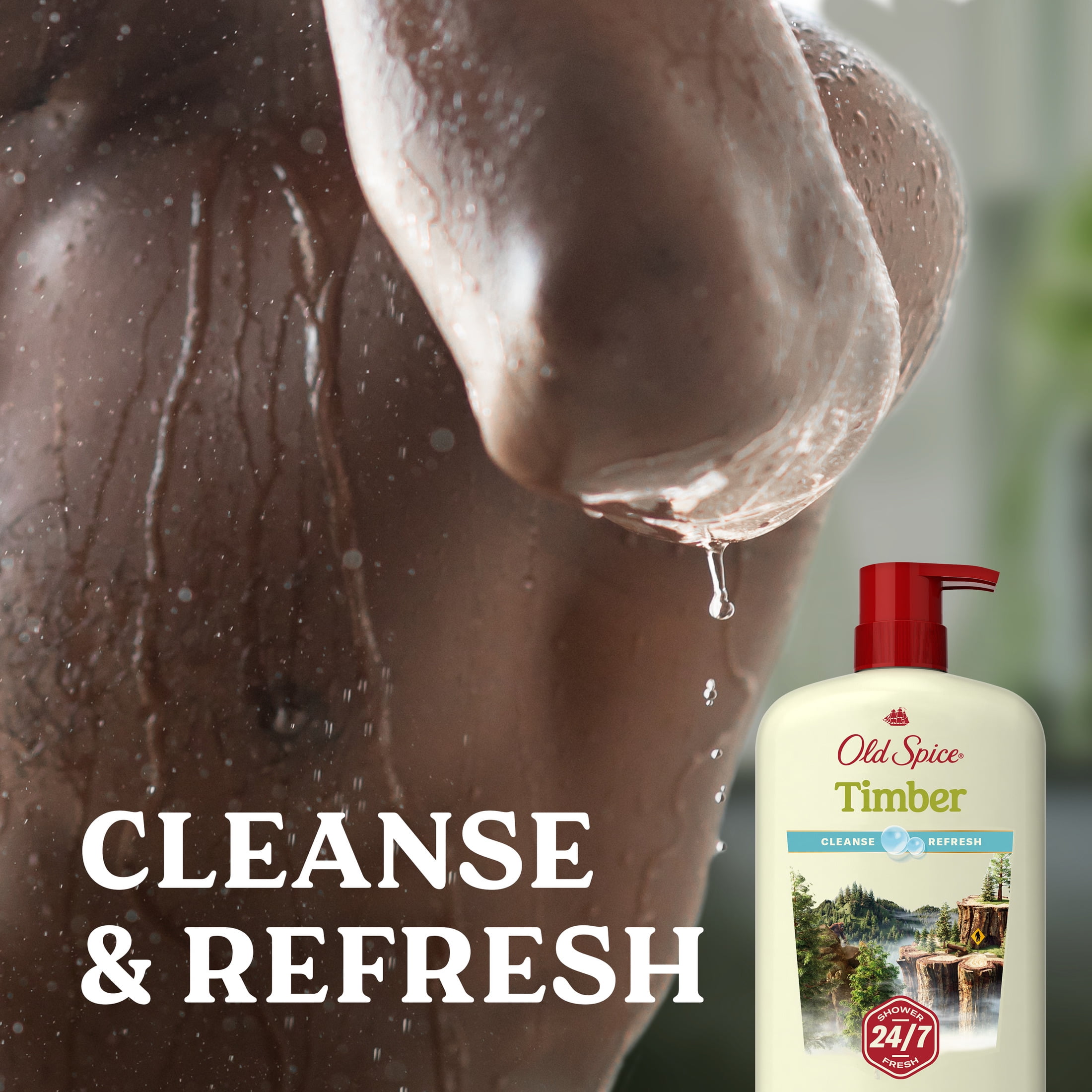 (3 pack) Old Spice Men's Body Wash Timber with Sandalwood, 24/7 Shower Fresh, 30 oz