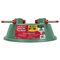 Simple Living Solutions, Quickset Christmas Tree Stand, Large, for Trees up to 10 ft, Holds 2.5 gallons of Water, Quick and Easy Push-Lock System, Green, 22.8in L x 22.8in W x 8.2in H