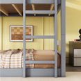 thumbnail image 4 of Newest Triple Twin Bunk Bed with Two Ladders & Guardrails, Solid Rubber Wood Triple Decker Bunk Bed, Convertible to 3 Separate Beds, Grey Finish for Large Families & Shared Rooms, 4 of 19