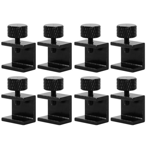 UPGRATOR Glass Clamp Adjustable Fixation Black 8Pcs 0.59x0.39x0.55in Aluminum Alloy