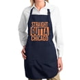 thumbnail image 1 of Wild Bobby, Straight Outta Chicago Kitchen BBQ Grilling Cooking Graphic Apron with Pockets, Navy, One Size, 1 of 5