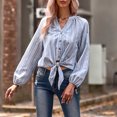 thumbnail image 4 of Camiseta de manga larga con estampado de rayas informales a la moda para mujer, blusa, jersey Fridja  bvmnju4250, 4 of 9