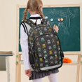 thumbnail image 7 of FORMRS Kids Backpack for School Unisex 17" Casual Bookbag Travel Daypack with Compartment Pockets, Black Cartoon Robot Pattern, 7 of 7