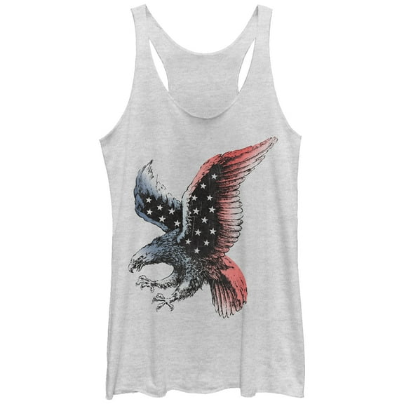 Women's Lost Gods Fourth of July Patriotic Eagle Racerback Tank Top White Heather X Large