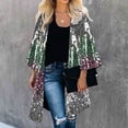thumbnail image 1 of LOVZFMLL Cardigan pour Femmes Cardigan à Sequins Manches Trois-Quarts Haut Fin, 1 of 9