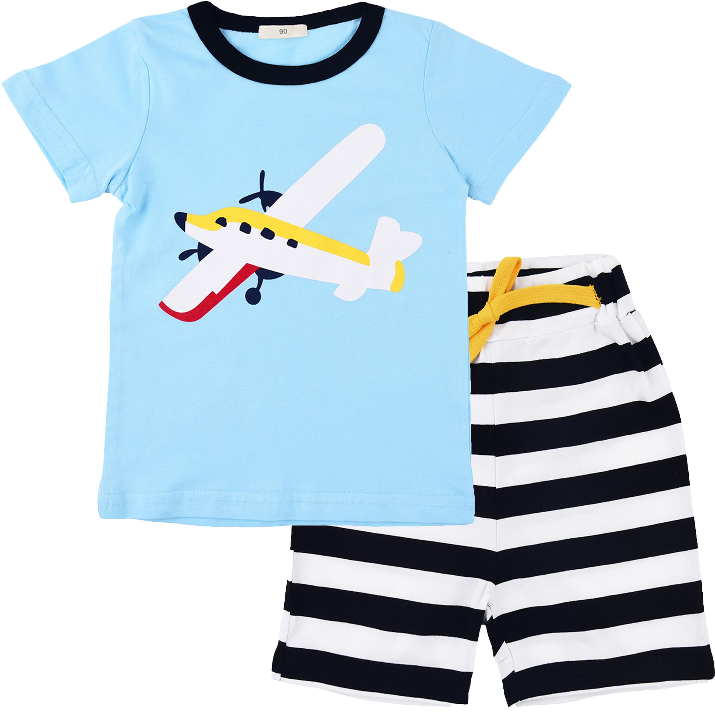 Little Hand Toddler Boys Airplane Pajamas Set 100 Cotton Short Sleeve