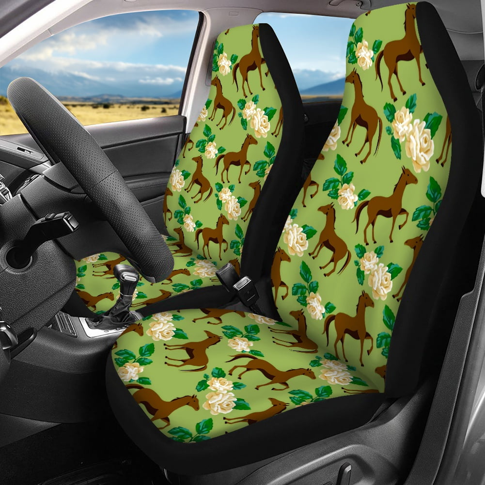 Bulopur Green Cactus Auto Accessories Interior Decor 4 Pcs, Desert Plant  Automobile Front Seat Covers with Matching Rear Split Bench Car Seat Cover