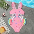 thumbnail image 2 of Gubotare Girls Swimsuits Toddler Baby/Toddler Girls Ruffle Strap One Piece Swimsuit w/UPF 50+ Sun Protection 2T 3T (Pink,2-3 Years), 2 of 6