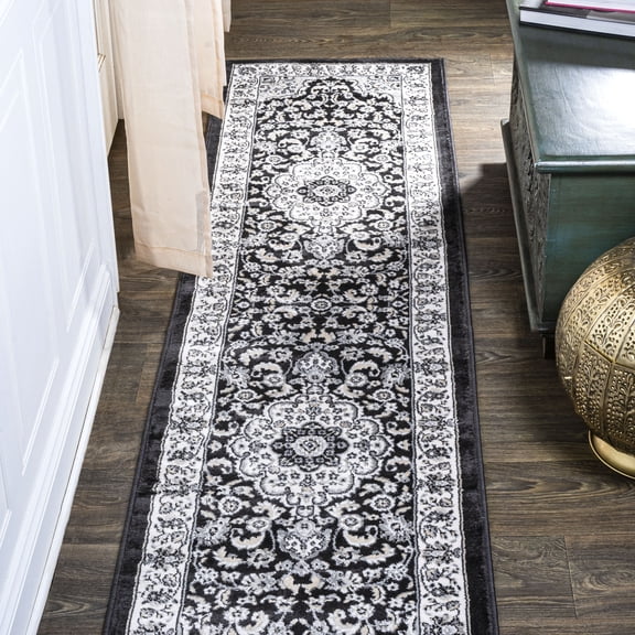 JONATHAN Y MODERN PERSIAN 2 x 10 Runner Rug, Palmette Floral - Cream/Gray/Black, MDP503B-210