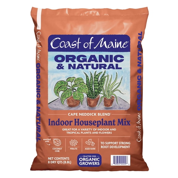 Coast of Maine Cape Neddick Blend Organic and Natural, Indoor Houseplant Mix, Great for Indoor and Tropical Plants and Flowers, 8qt