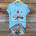 thumbnail image 2 of Clearance! HCURIBAD Shirts for Women, Women's Alphabet Witch Print Crew Neck Tee Halloween T-Shirt, Womens Graphic Tees, Halloween Shirts for Women 1PC Top Sky Blue S, 2 of 4