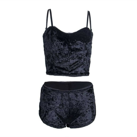 2pcs Women Sexy Satin Sleepwear Babydoll Lingerie Nightdress Pajama Set
