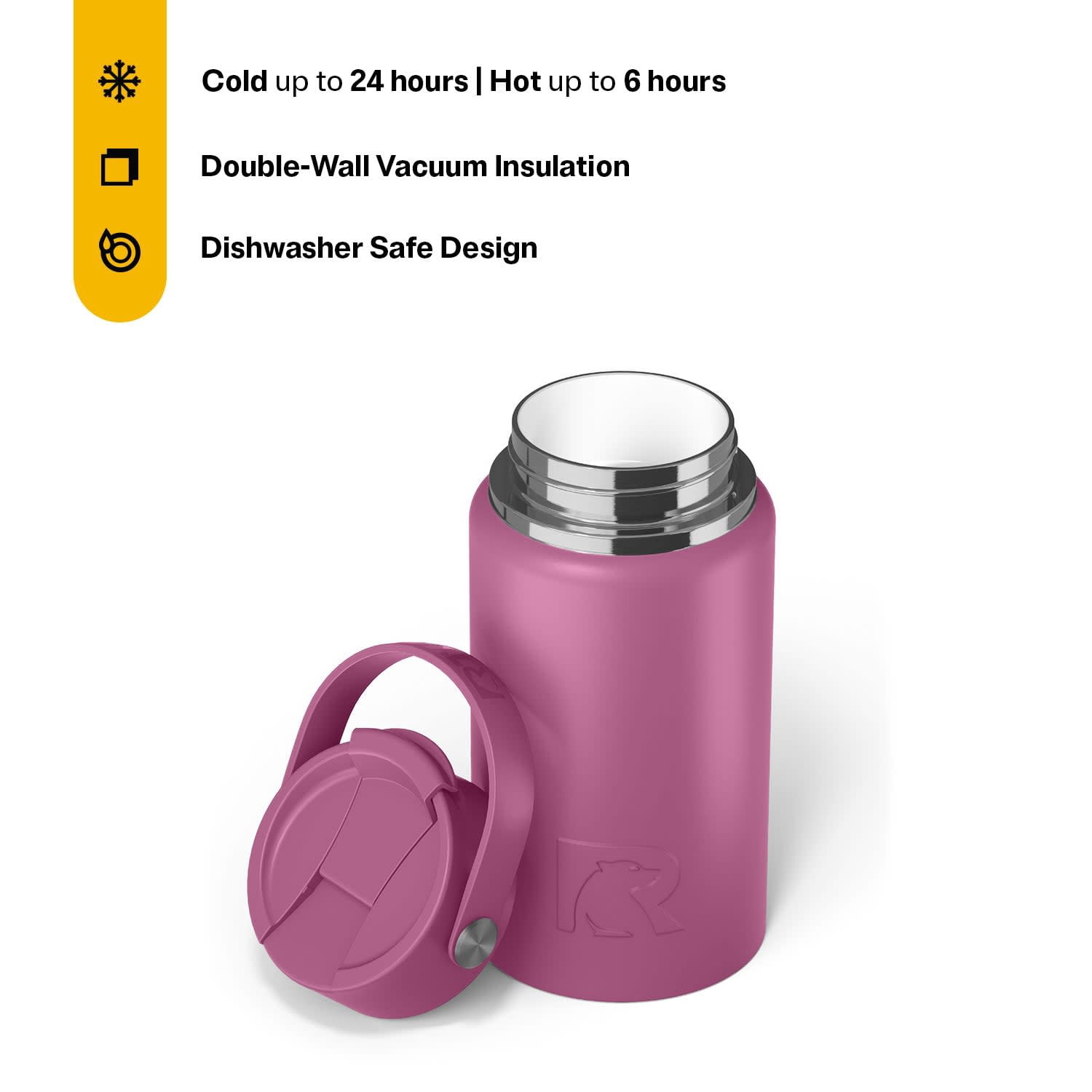 RTIC 16 oz Ceramic Lined Insulated Outback Bottle, Leak Resistant, Orchid