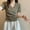 Khaki, variant on Women V Neck Short Sleeve Solid Top Classic Structure for All Season Daily Casual Daily Wear