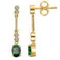 thumbnail image 3 of 0.16 Carat 8x6MM Oval Created Emerald and Diamond Dangle Earrings In 10k Yellow Gold, 3 of 6