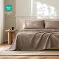 thumbnail image 3 of Bare Home Premium 1800 Collection 4-Piece Bed Sheet Set with Envelope Pillowcases, King, Taupe, 3 of 9