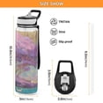 thumbnail image 3 of 1000ML Transparent Sports Water Bottle with Handle & Straw Portable Water Bottle for Outdoor Camping Gym Purple Trees, 3 of 7