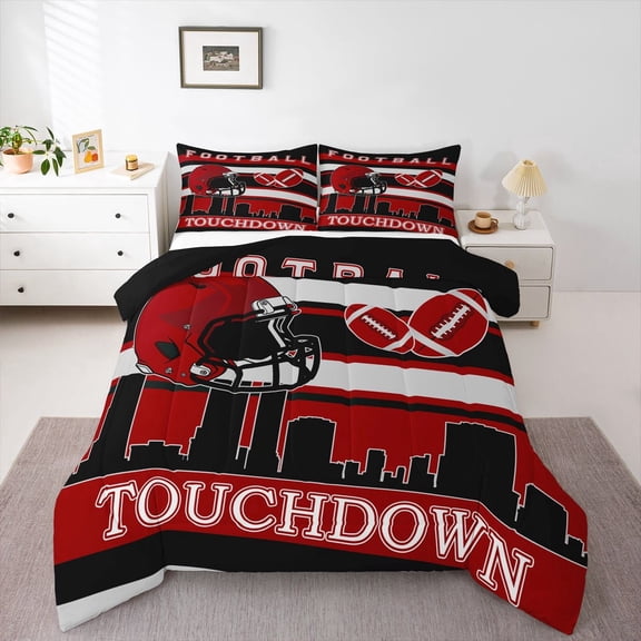 Erosebridal Ball Gaming Rugby Bedding Twin Comforter Set,Football City Atlanta Down Comforter,Gamer Room Decorative,Reversible,Lightweight,2-Piece
