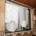thumbnail image 3 of Nvzi Floral Lace Sheer Tie Up Curtain Rod Pocket Country Style Adjustable Roman Curtain Shades for Cafe Kitchen Small Window, 1 Panel (White,30"x71"), 3 of 4