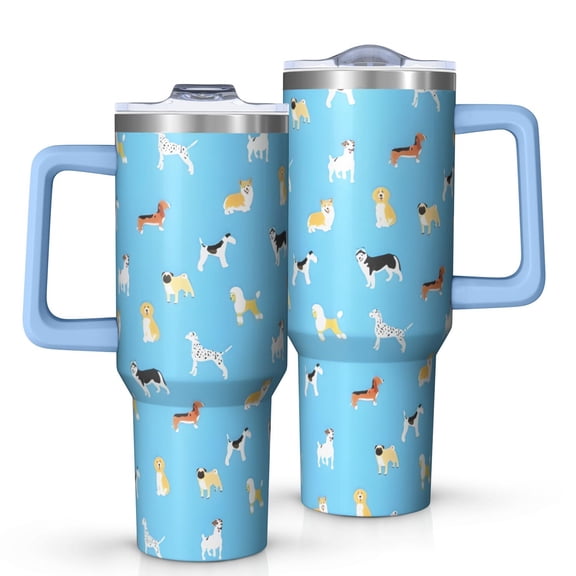 OBREWU Kirky Hasky Dalmatian Tumbler with Handle and Lid,Kirky Hasky Dalmatian 40oz Double Wall Vacuum Insulated Tumbler,Cups Gift for Women and Men