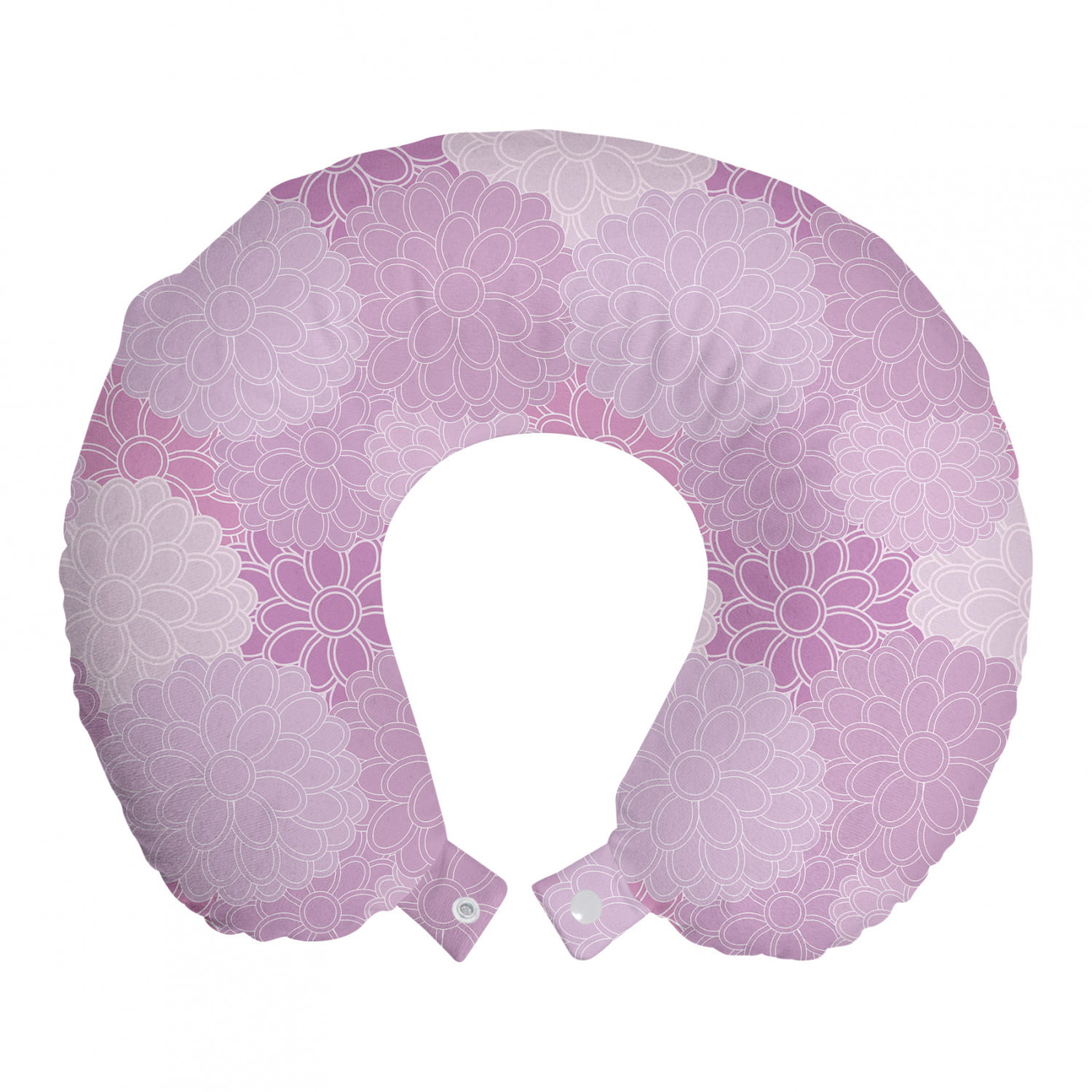Memory Foam Traveling Accessory for Airplane and Car Ambesonne Floral Travel Pillow Neck Rest Dahlia Petals Blossoming Perennial Spring Flowers Rural Flourish Pattern 12 Baby Pink Pale Mauve
