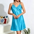 thumbnail image 3 of Stamzod Satin Nightgowns for Women V-Neck Lace Trim Spaghetti Straps Sleep Dress Soft Comfy Ladies Pajamas L, 3 of 6