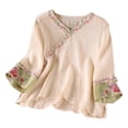 thumbnail image 2 of Womens Oversized Summer T Shirts Casual V-Neck Y2K Tees Floral Print Short Sleeve Fashion Tops, 2 of 3