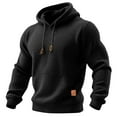 thumbnail image 2 of Waffle Knit Hoodies for Men Pullover Comfy Athletic Hooded Sweatshirt Outdoor Travel Hoodie Sweatshirts Black L, 2 of 4