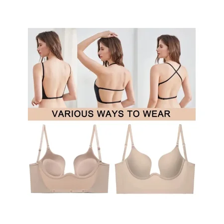 

Low Back Bra Smooth Underwire U-Shaped Bralettes Sexy Seamless Backless Underwear Push Up Plunge Bras For Women