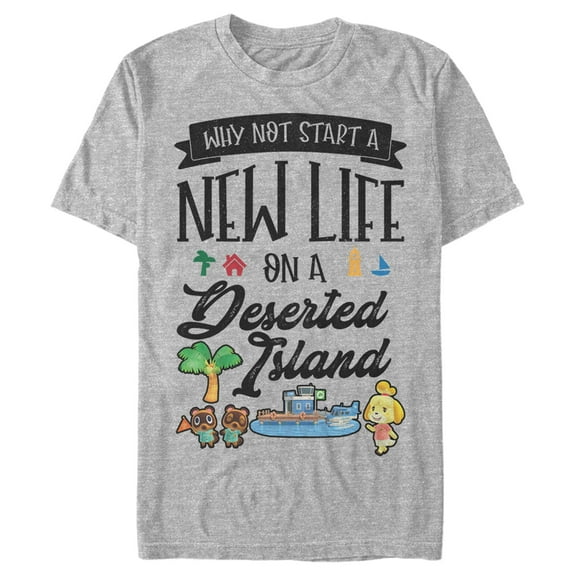 Men's Nintendo Animal Crossing New Life on Deserted Island  Graphic Tee Athletic Heather X Large