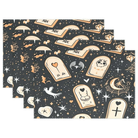 

Creative Tombstone 4-Piece 12x18in Heat-Proof Place Mats Set Non-Slip for Family Dining