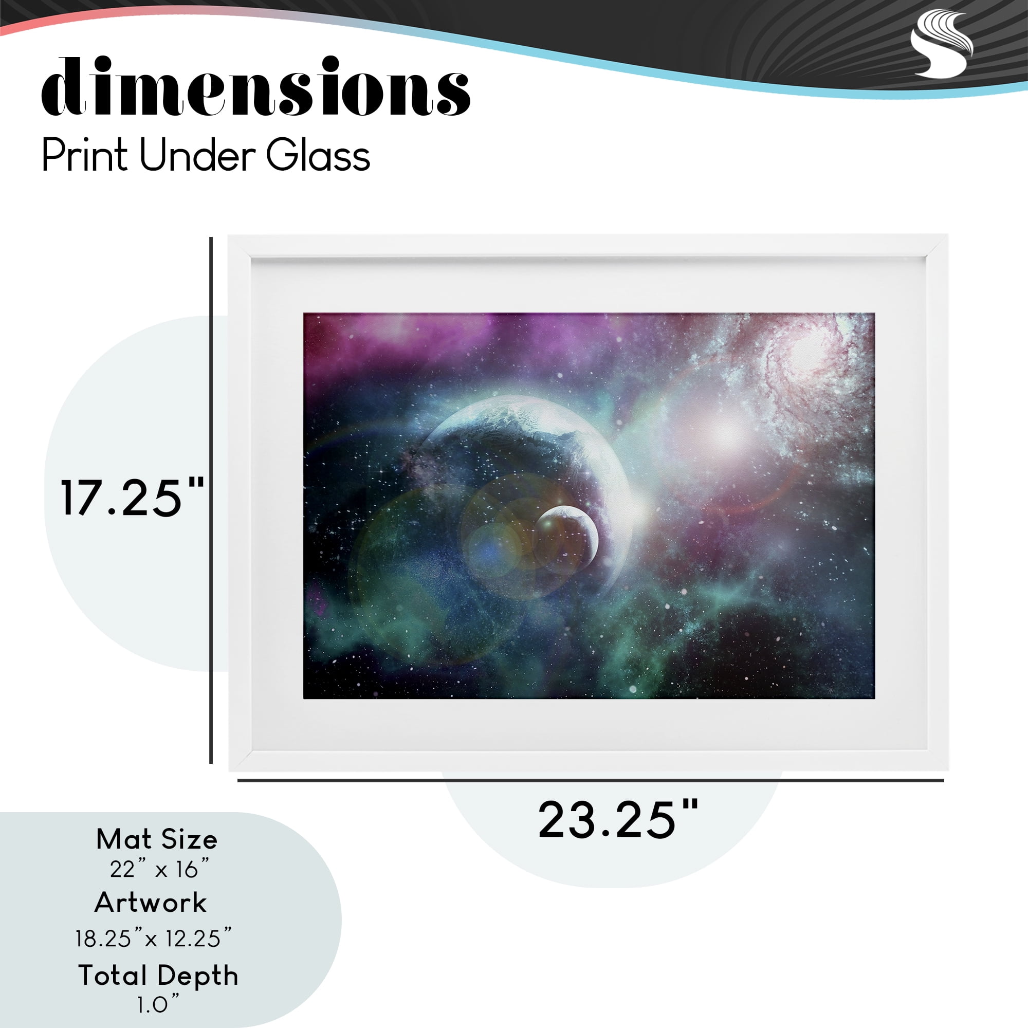 Eclipsing Cosmos Planets White Framed Print Under Glass, design by Ali Chris