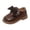 Brown, variant on Toddler Girls Dress Shoes Eyelet Hook and Loop Flat Shoes Party Wedding Uniform Shoes Full Closed Mary Jane Shoes