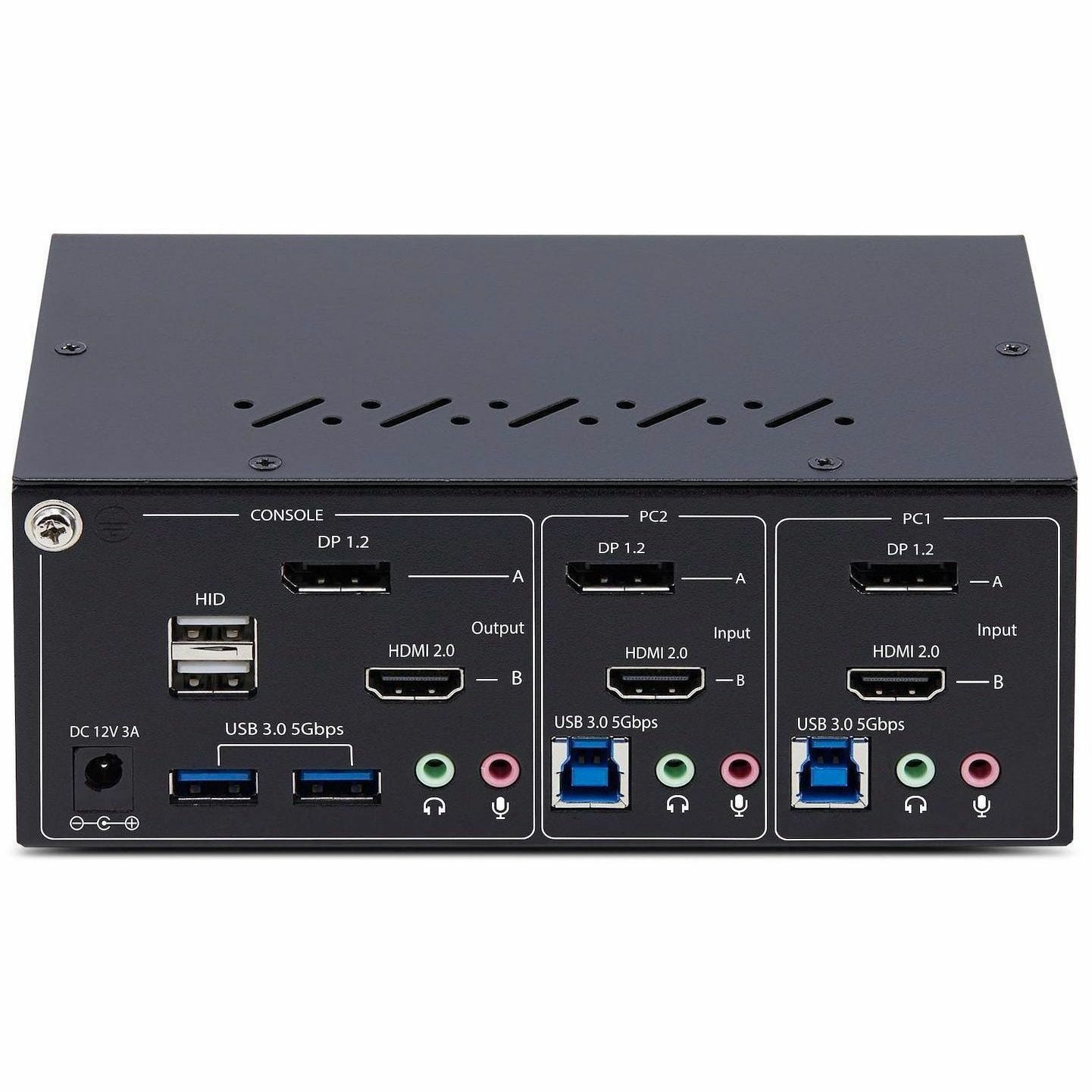 StarTech.com 2-Port Dual-Monitor DisplayPort and HDMI KVM Switch, 4K 60Hz, 2-Port USB 5Gbps Hub, 2x USB HID Ports, Hotkeys, TAA Compliant