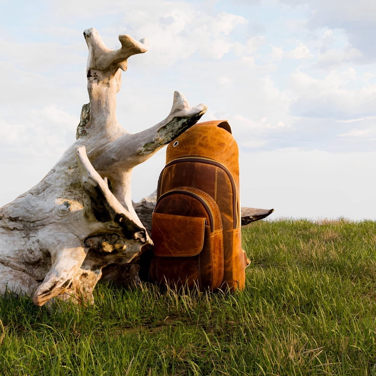 buffalo leather backpack for men 18" Distressed Vintage Express your personal style with a choice of two colors Handmade Buffalo Leather Travel Hiking