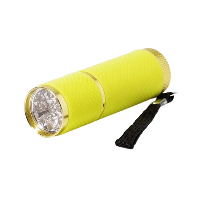 Kearding Fuerte linterna Mini ultravioleta Identificación de dinero Luz púrpura LED Lámpara de aleación de aluminio duradera Herramientas de Electrónica Amarillo