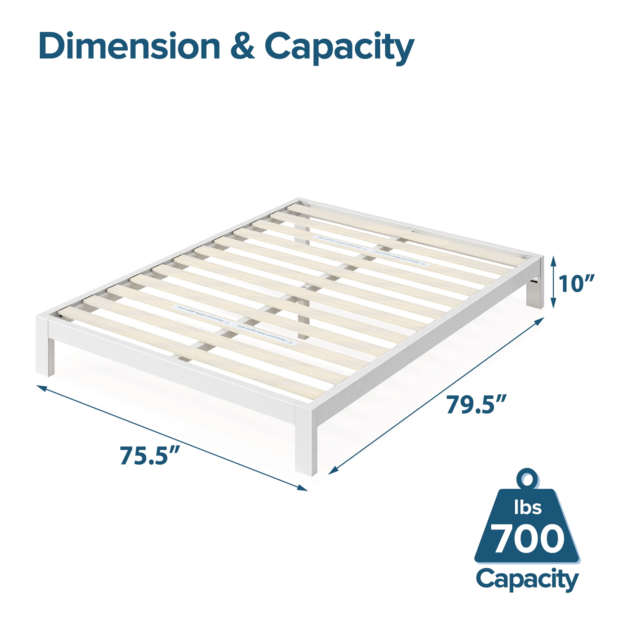 Zinus Arnav 10" White Metal Platform Bed Frame, King