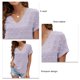 thumbnail image 2 of Tops de verano para mujer, diseño de pompón, cuello en V, manga corta, camisa informal elegante de Color puro para fiesta, oficina y viajes, 2 of 3