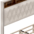 thumbnail image 7 of Dextrus King Bed Frame with Built-In Storage, Upholstered Headboard with Power Outlets and Multicolor LED Lighting Controlled by Remote or App, No Box Spring Needed, Beige, 7 of 7