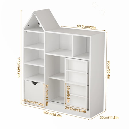 Kids Bookshelf and Toy Storage Organizer 3-Tier Sling Bookcase Children s Book and Toy Storage for Kids Room Playroom White