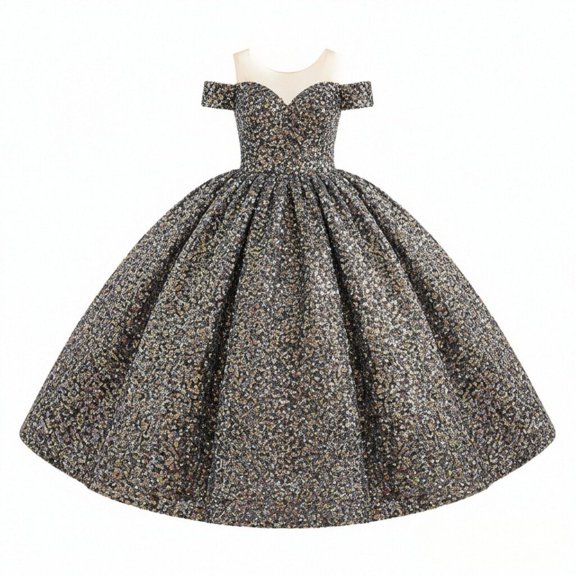 XXWXYD Girls Princess Dress Cold Shoulder High Waist Big Swing Tulle Evening Prom Dresses Floral Print Par𝗍y Pageant Gown Birthday Formal Dress Special Event Celebration
