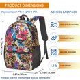thumbnail image 4 of 17 Inch Lightweight Backpack,PVC Waterproof Oxford Fabric, Ergonomically Designed, with Large Capacity, Floral Flowers Print, 4 of 5