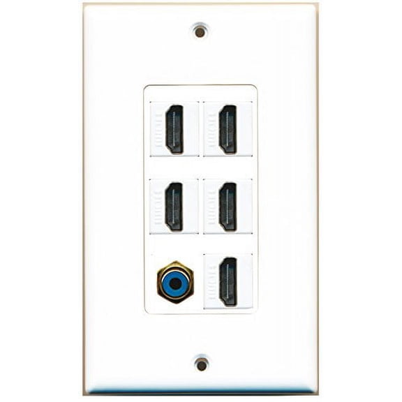RiteAV - 5 Port HDMI 1 RCA Blue Wall Plate Decorative