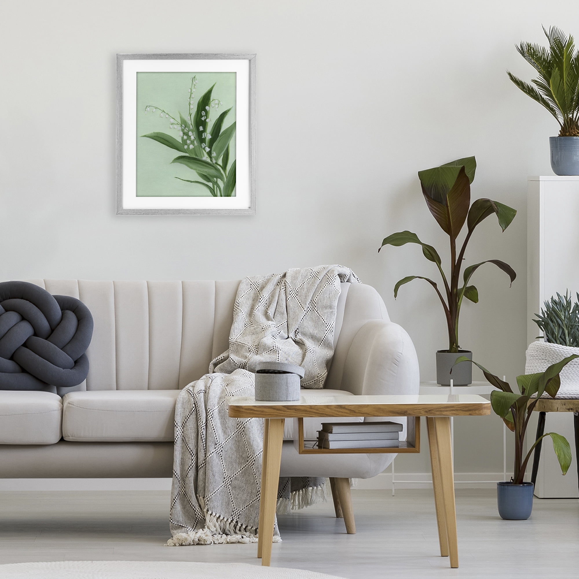 Stupell Industries Gentle Lily of Valley Gray Framed Print Under Glass, design by Grace Popp