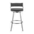 thumbnail image 3 of Armen Living Roman 30" Gray Faux Leather and Brushed Stainless Steel Swivel Bar Stool, 3 of 8