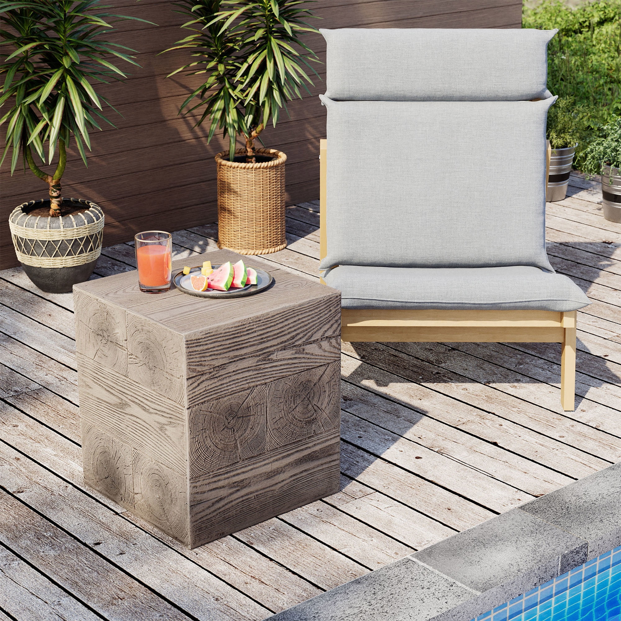 VENTOPYR Square Concrete Outdoor Side Table,Morden Accent End Table