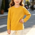 thumbnail image 2 of hotojiny Girls Cotton Crewneck T-Shirts Unisex Boys Fall Long Sleeve Solid Color Casual Tees for Everyday(Orange,10-11 Years), 2 of 7