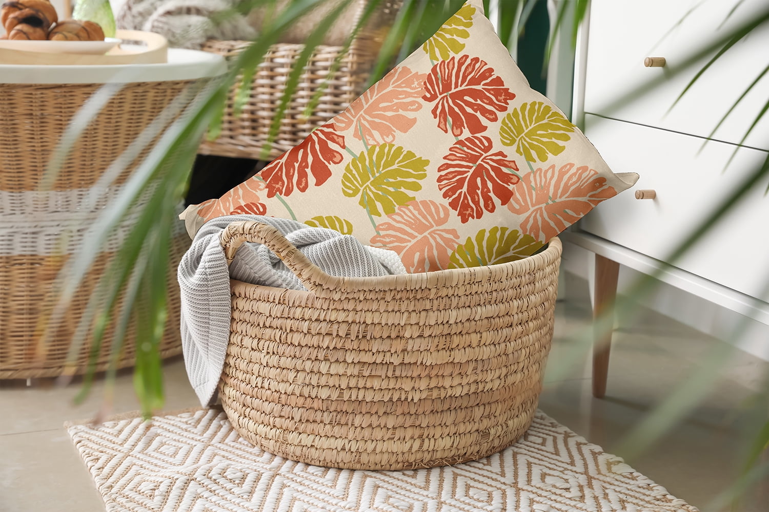 20" x 14" Simply Daisy Big Leaves Polyester Indoor/Outdoor Pillow, Mustard Qty 1